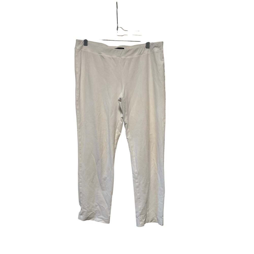 Eileen Fisher Women's White Stretch Pull-On Slim Pants Size M - Picture 2 of 8